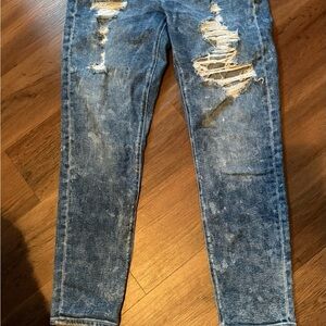 American Age Men's Ripped Blue Skinny Jeans